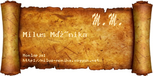 Milus Mónika névjegykártya